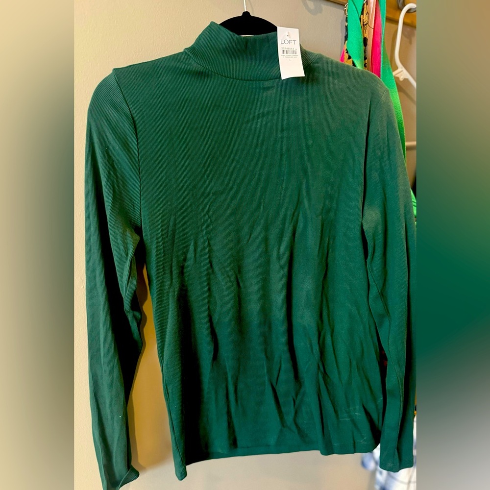 Mock neck ribbed long sleeve shirt